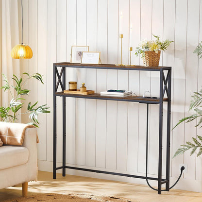 Konsolentisch 100 cm 2-stöckig mit Steckdosen USB