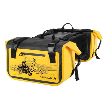 Motorrad Seitentasche 50L Wasserdicht Gelb mit Abnehmbarer Platte