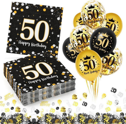 Servietten 50. Geburtstag Mann Frau Deko Luftballons Happy Birthday