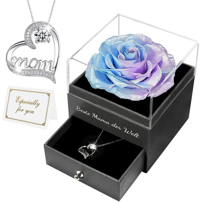 Muttertagsgeschenk: Ewige Rose & Halskette in Geschenkbox