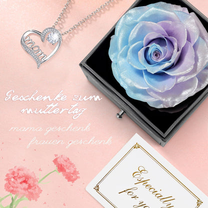 Muttertagsgeschenk: Ewige Rose & Halskette in Geschenkbox