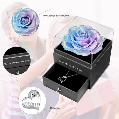 Muttertagsgeschenk: Ewige Rose & Halskette in Geschenkbox