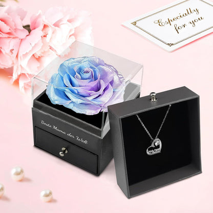Muttertagsgeschenk: Ewige Rose & Halskette in Geschenkbox