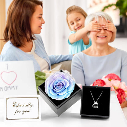 Muttertagsgeschenk: Ewige Rose & Halskette in Geschenkbox