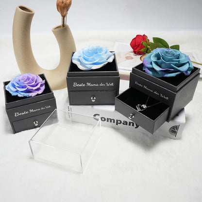 Muttertagsgeschenk: Ewige Rose & Halskette in Geschenkbox