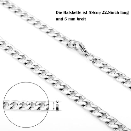 Lederarmband und Halskette Set Geschenke für Männer/Papa, Schwarz