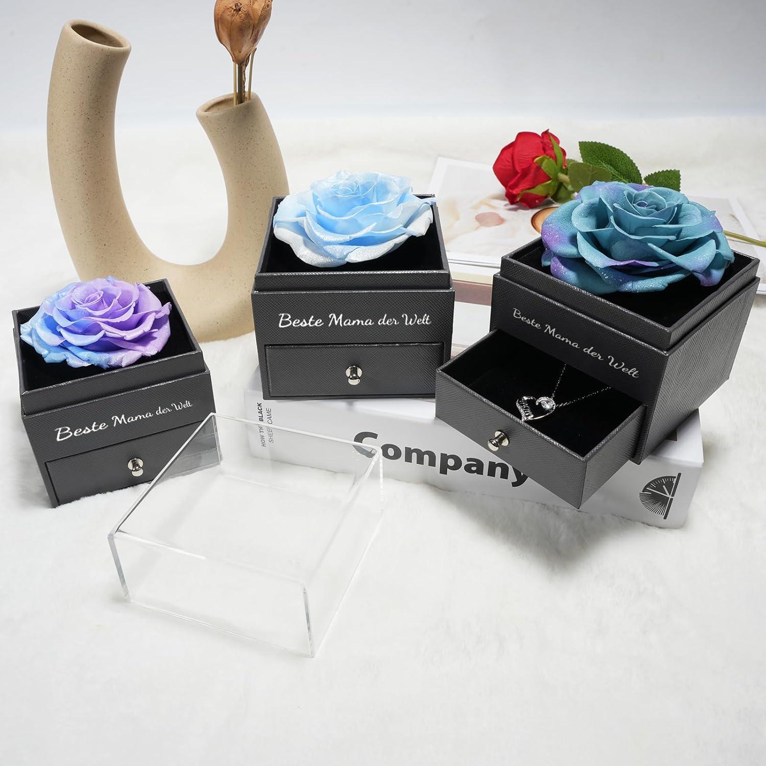 Muttertag Beste Mama der Welt Ewige Rose Halskette Geschenkbox