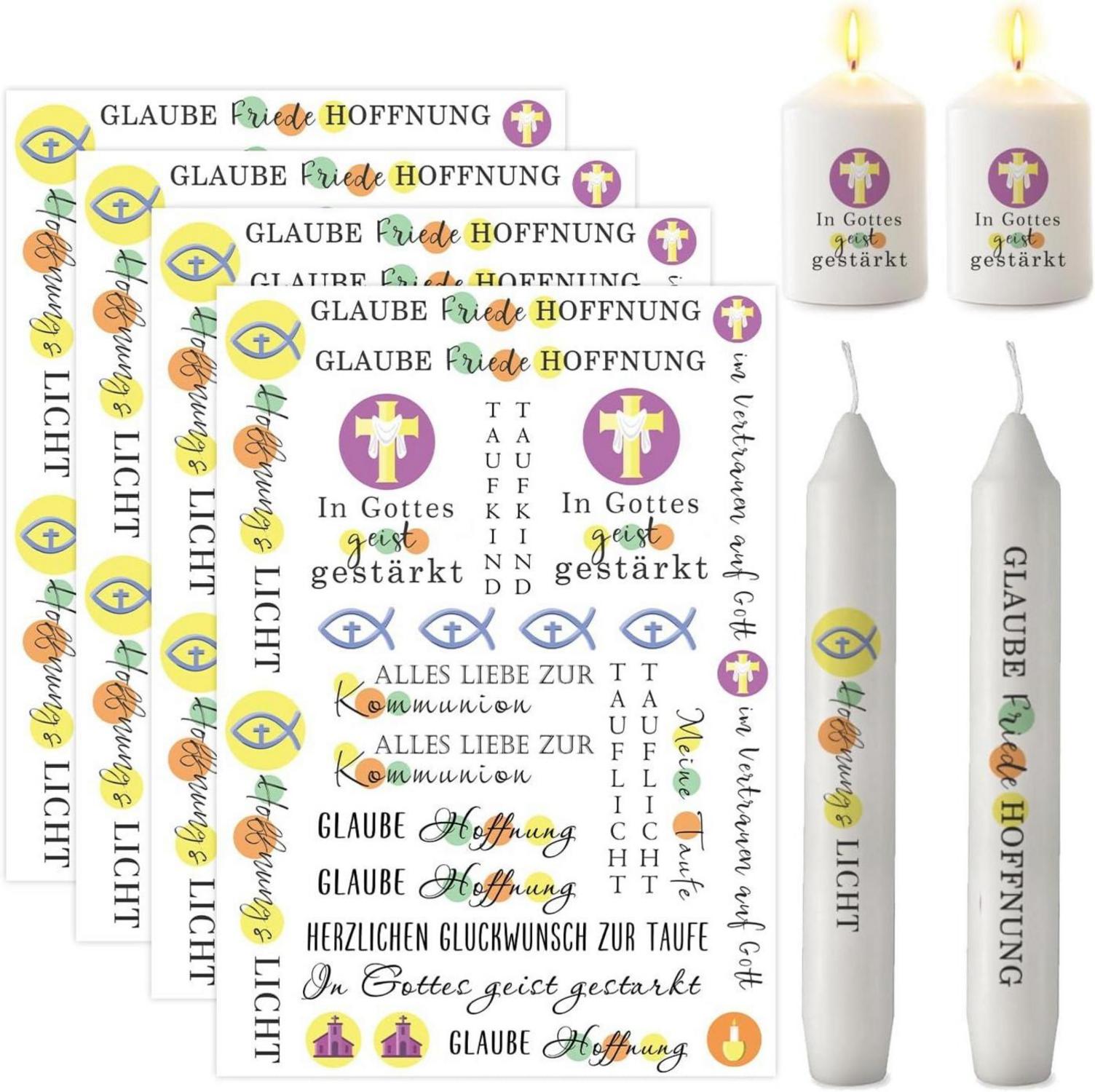 Kerzentattoos Kommunion Konfirmation Taufe 4er Set A5