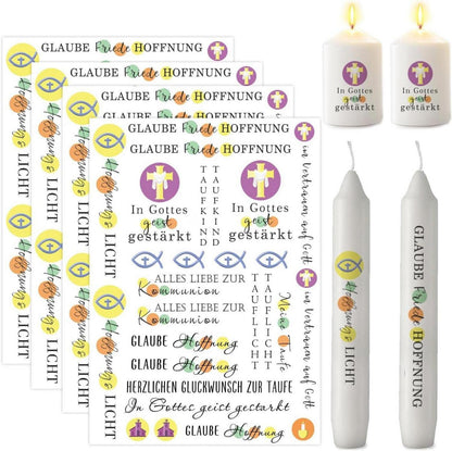 Kerzentattoos Kommunion Konfirmation Taufe 4er Set A5