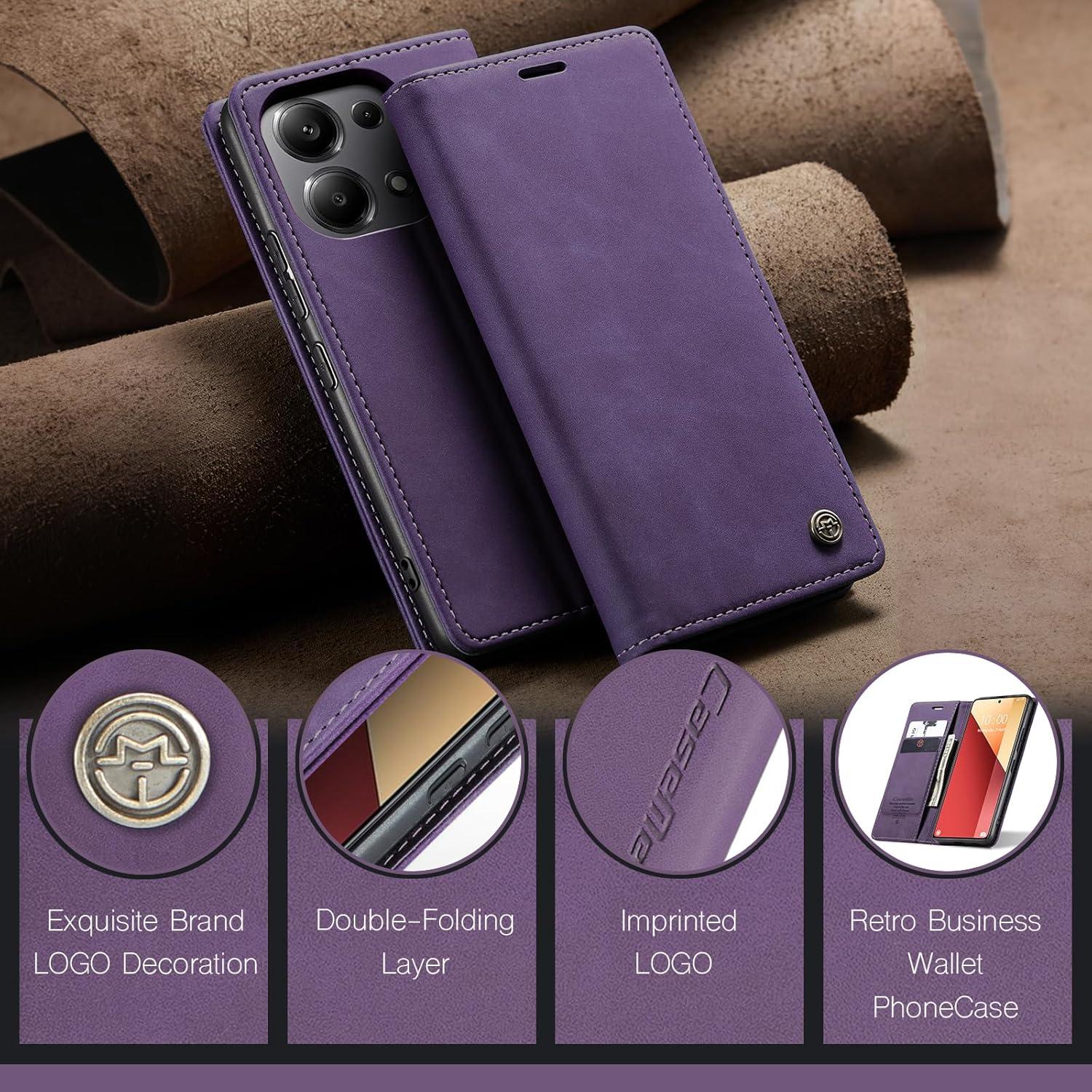 Handyhülle Xiaomi Redmi Note 13 Pro 4G Leder Klapphülle Lila