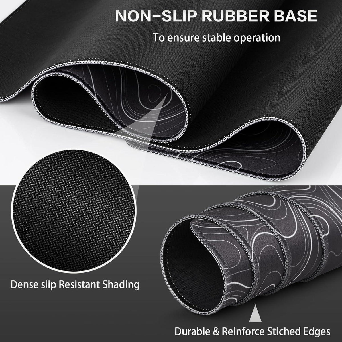 Abetcabe Gaming Mauspad XL 800x300mm Schwarz Topographisch