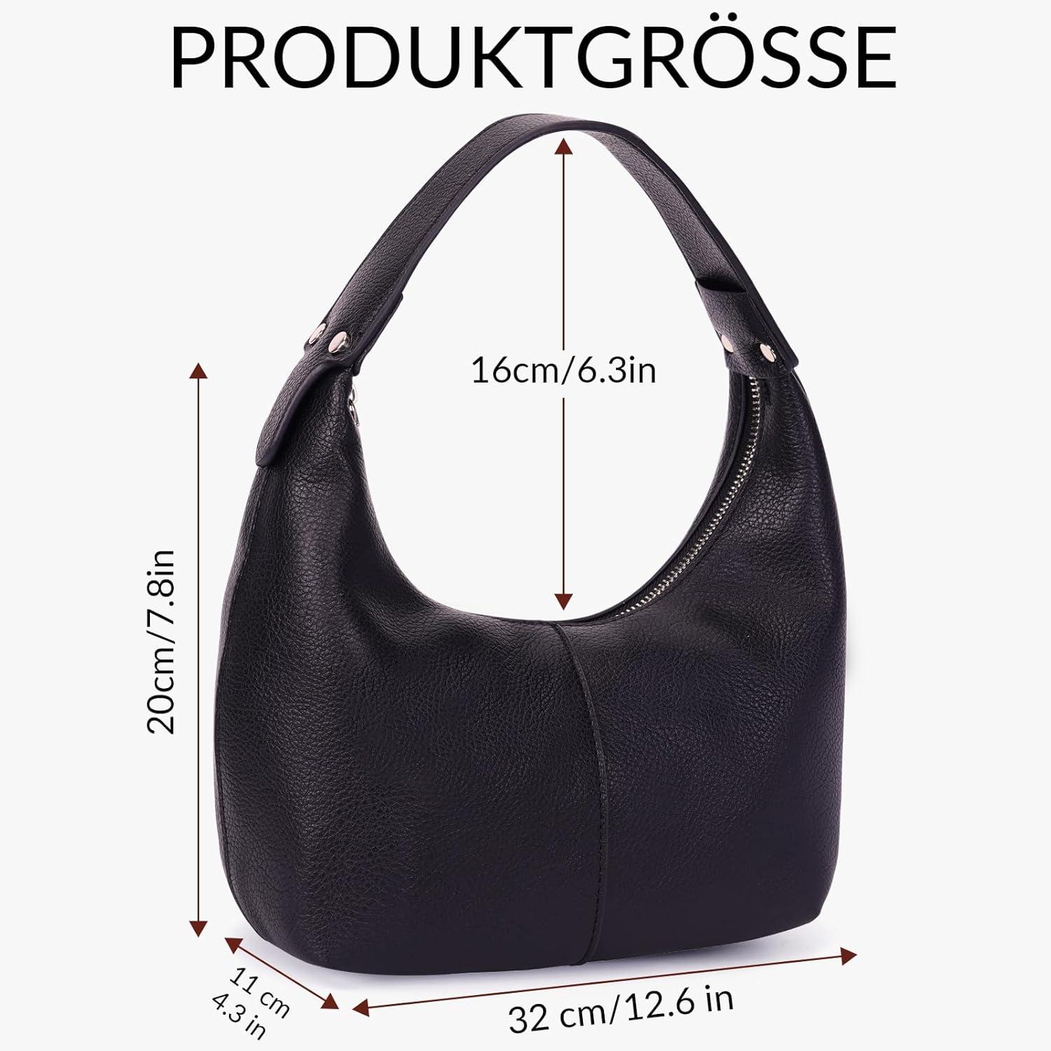 Schicke Einfarbig PU Leder Handtasche Damen Hobo Bag Schultertasche Vintage Uni
