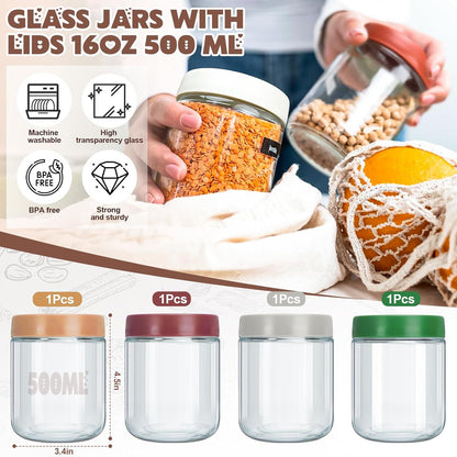 OSORD Overnight Oats Gläser 500ml 4er Set Luftdicht