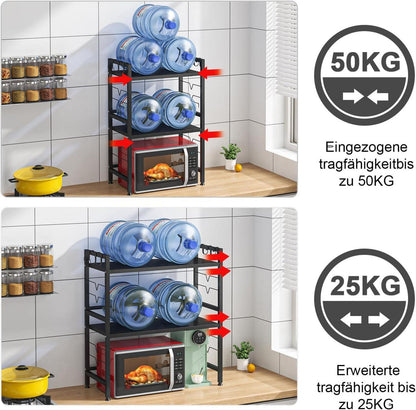 Kimfead 3-stufiges Mikrowellen Regal Ausziehbar Schwarz