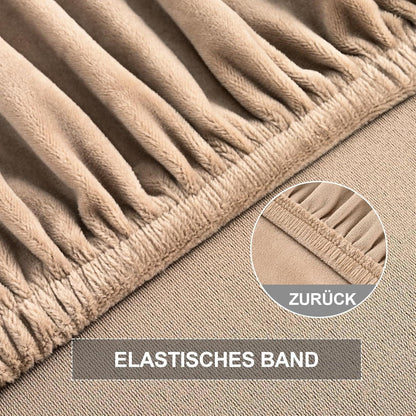 Stretch Samt Stuhlhussen Set - Universal Sesselbezug Kamel