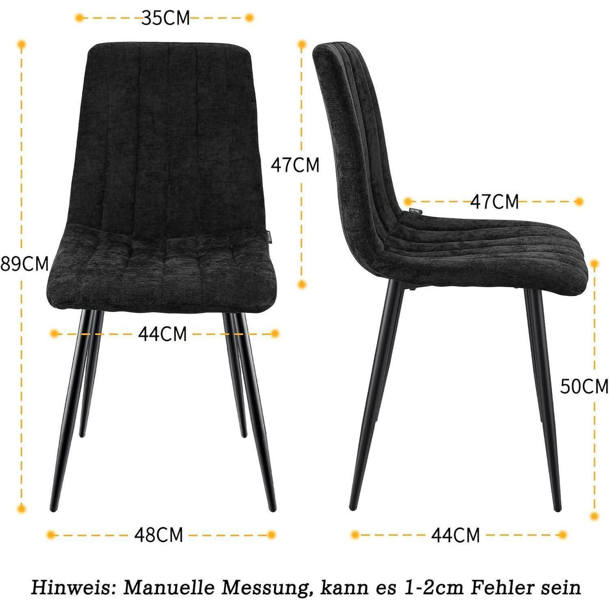 Gepolsterte Esszimmerstühle 2er Set Schwarz