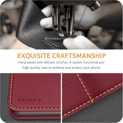 Ganbary Handyhülle Xiaomi Redmi 13C Poco C65 Leder