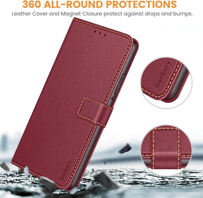 Leder Handyhülle Xiaomi Redmi 13C Poco C65 Weinrot Standfunktion