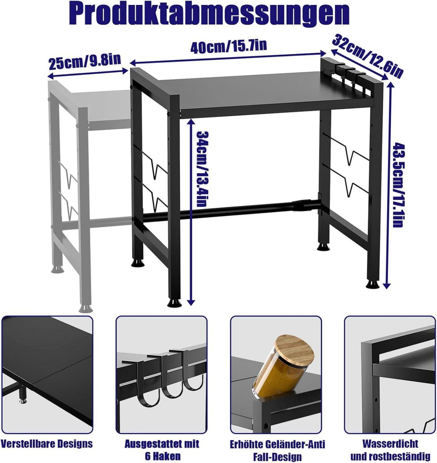 Kimfead 2-stufiges Erweiterbares Mikrowellenregal mit 6