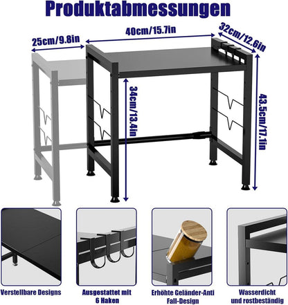 Kimfead 2-stufiges Erweiterbares Mikrowellenregal mit 6