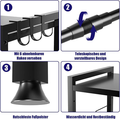 Kimfead 2-stufiges Mikrowellenregal Erweiterbar 40-65cm Schwarz