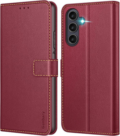 Samsung Galaxy A25 5G Handyhülle Leder Klapphülle Weinrot