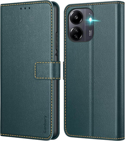 Handyhülle Xiaomi Redmi 13C Poco C65 Leder Klapphülle Dunkelgrün