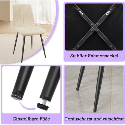 Gepolsterte Esszimmerstühle 4er Set, Beige & Modern