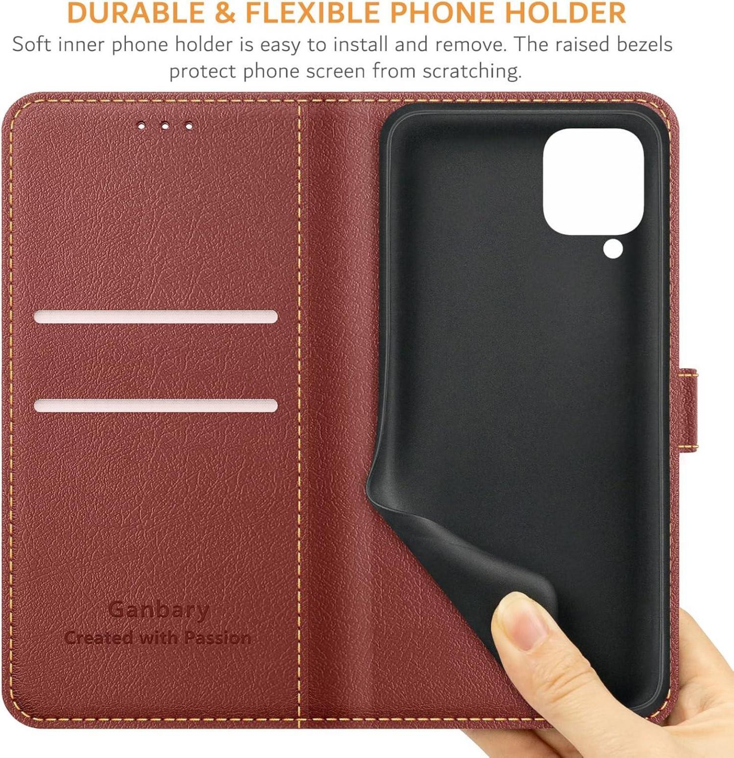 Handyhülle Samsung Galaxy A12 A12 M12 Leder Klapphülle Braun