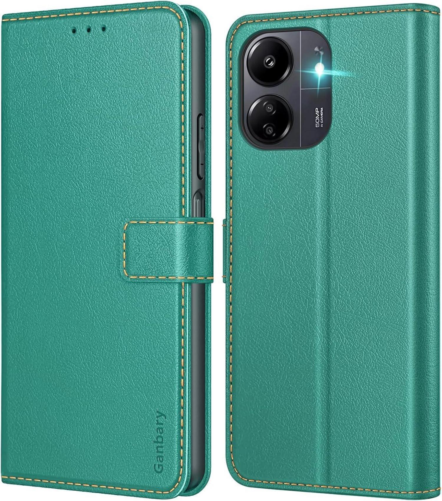 Handyhülle Xiaomi Redmi 13C Poco C65 Leder Klapphülle Blaugrün