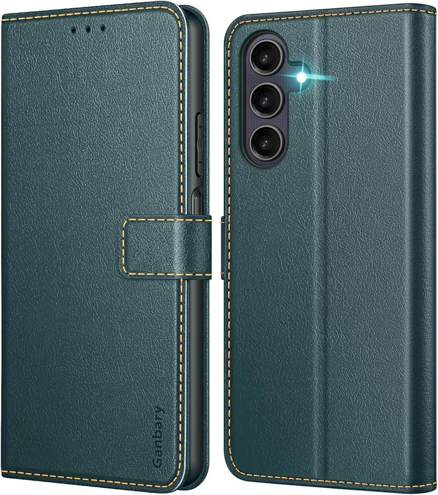 Samsung Galaxy A25 5G Handyhülle Leder Klapphülle Dunkelgrün
