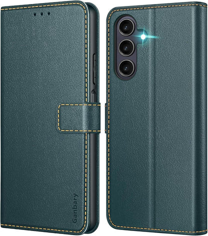Samsung Galaxy A25 5G Handyhülle Leder Klapphülle Dunkelgrün