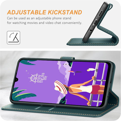 Samsung Galaxy A25 5G Handyhülle Leder Klapphülle Dunkelgrün Standfunktion