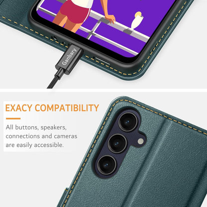 Samsung Galaxy A25 5G Handyhülle Leder Klapphülle Dunkelgrün