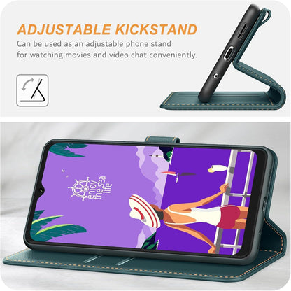 Ganbary Samsung Galaxy A12/M12 Handyhülle Leder Klapphülle Dunkelgrün