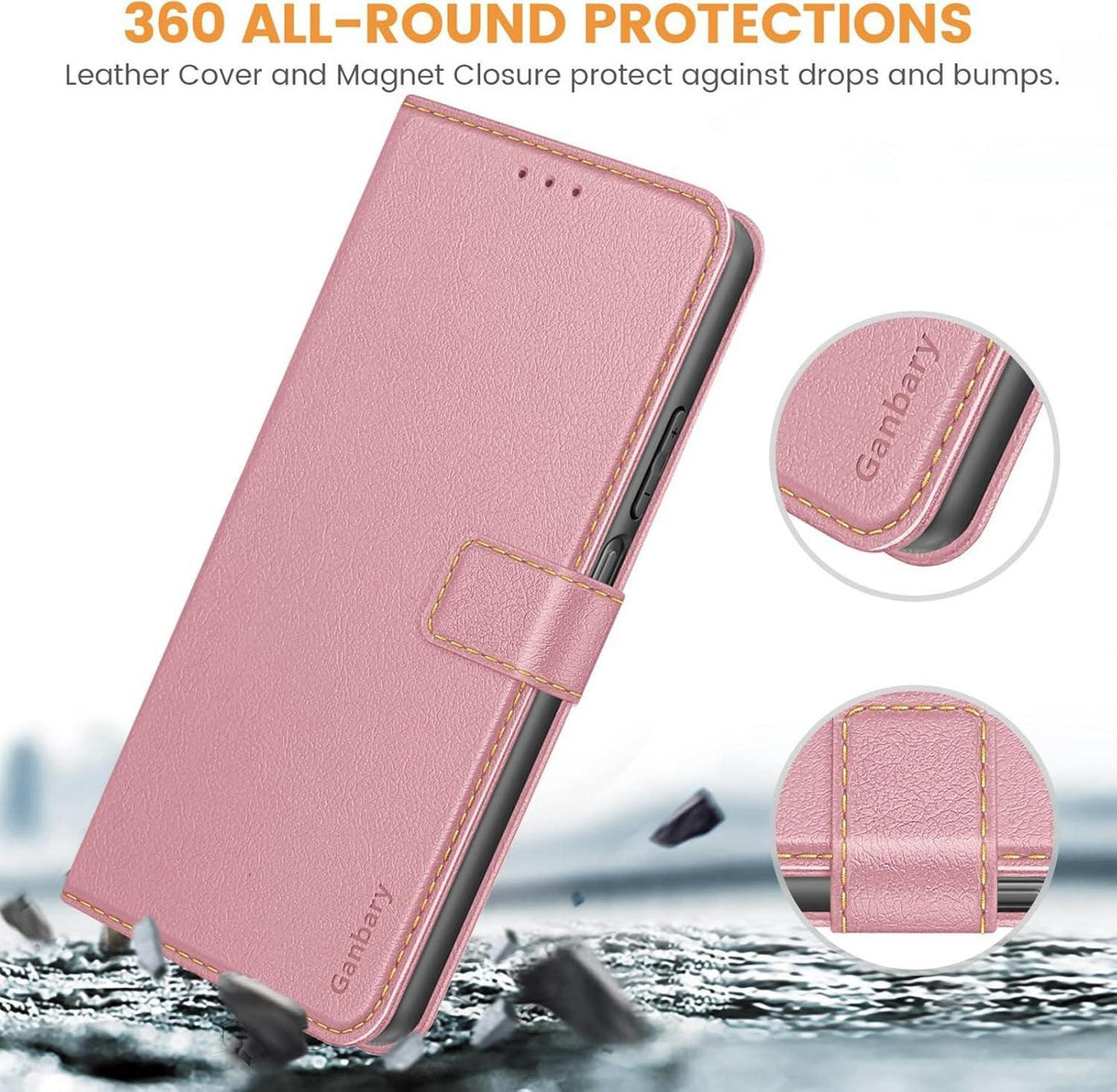 Samsung Galaxy A25 5G Handyhülle Leder Klapphülle Standfunktion Rosa