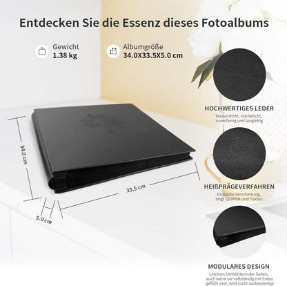 Premium Fotoalbum 10x15cm 600 Taschen Schwarzes Ledereinband