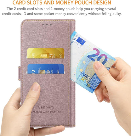 Samsung Galaxy A25 5G Handyhülle Leder Klapphülle Roségold