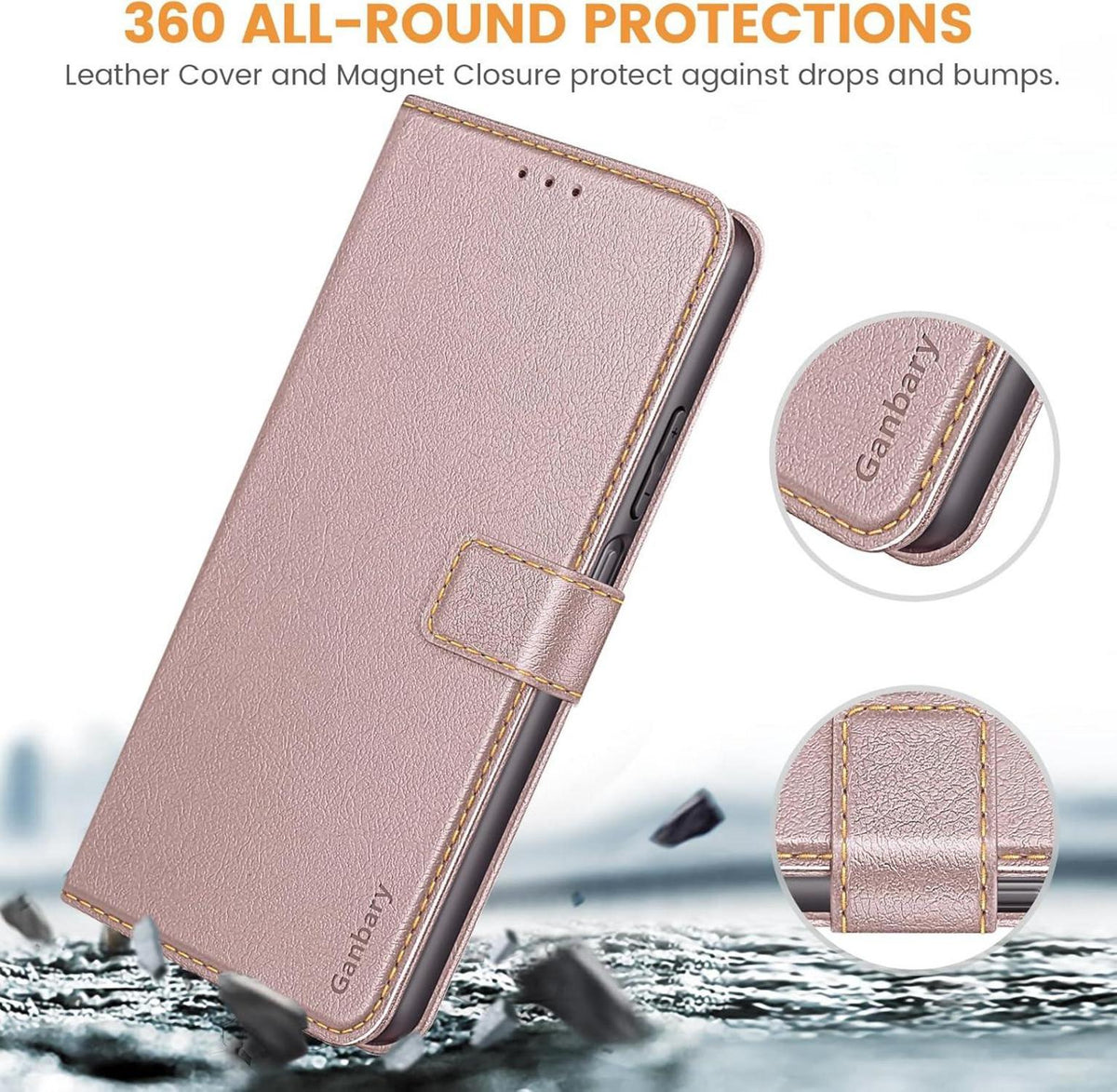 Handyhülle Samsung Galaxy A25 5G Leder Klapphülle Roségold