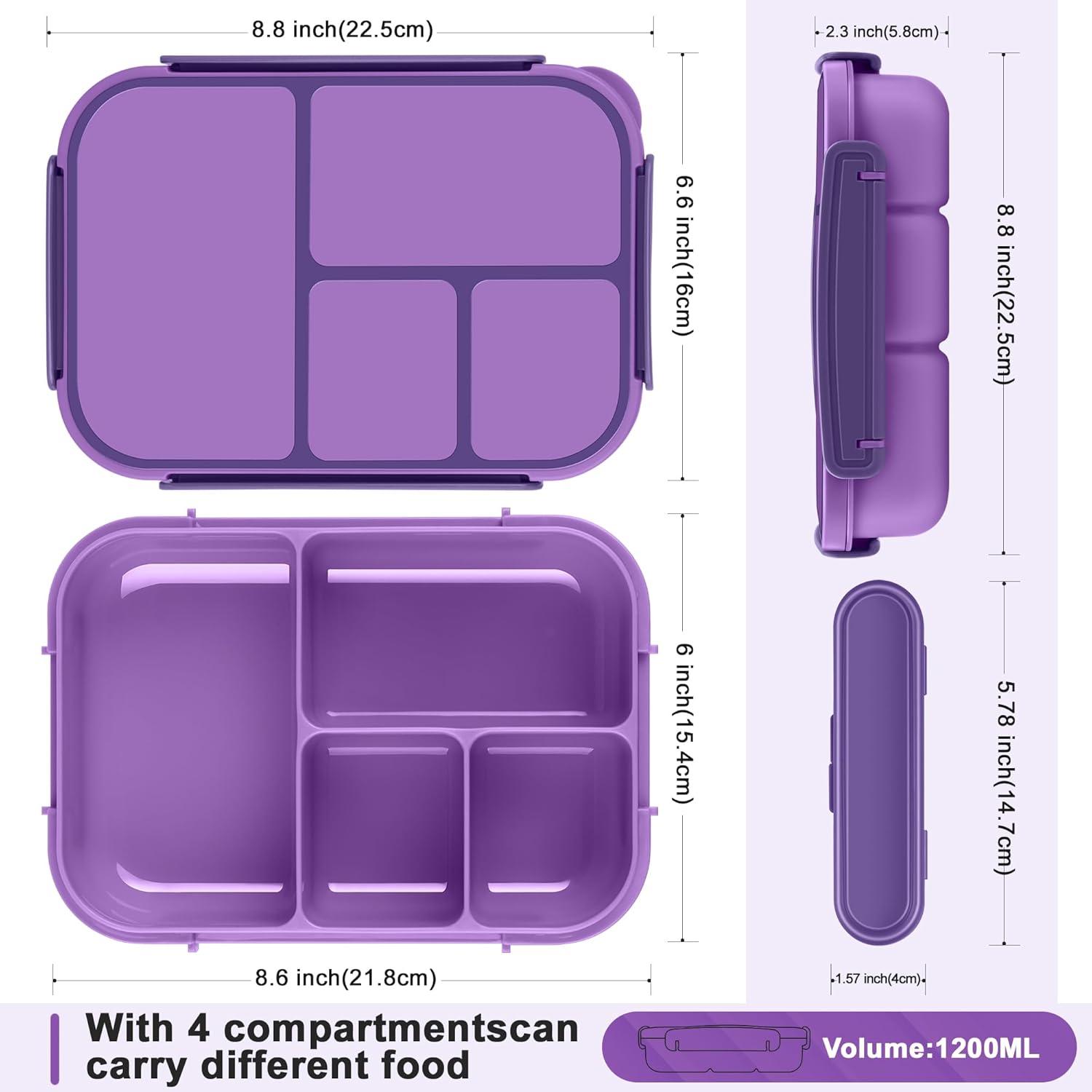 Amathley Lunchbox Kinder Bento Box 1200ml mit Besteck und
