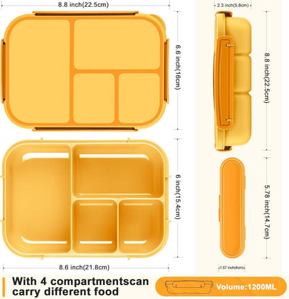 Amathley Brotdose Kinder 1200ml Bento Lunchbox 4 Fächer