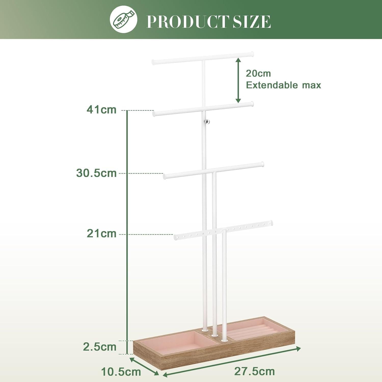 Holz Schmuckständer mit Ringbasis Höhenverstellbar Organizer