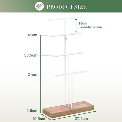 Holz Schmuckständer mit Ringbasis Höhenverstellbar Organizer