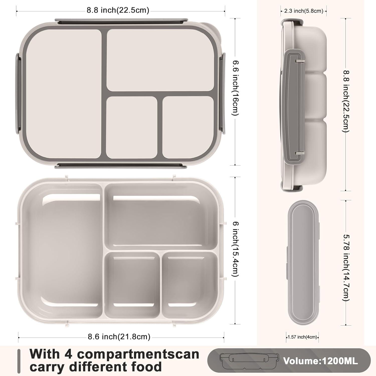 Amathley Lunchbox Kinder Bento Box 1200ml mit 4 Fächern und