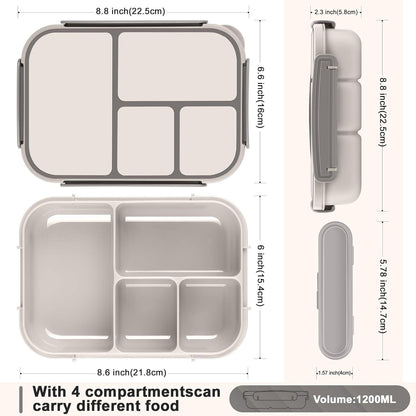 Amathley Lunchbox Kinder Bento Box 1200ml mit 4 Fächern und