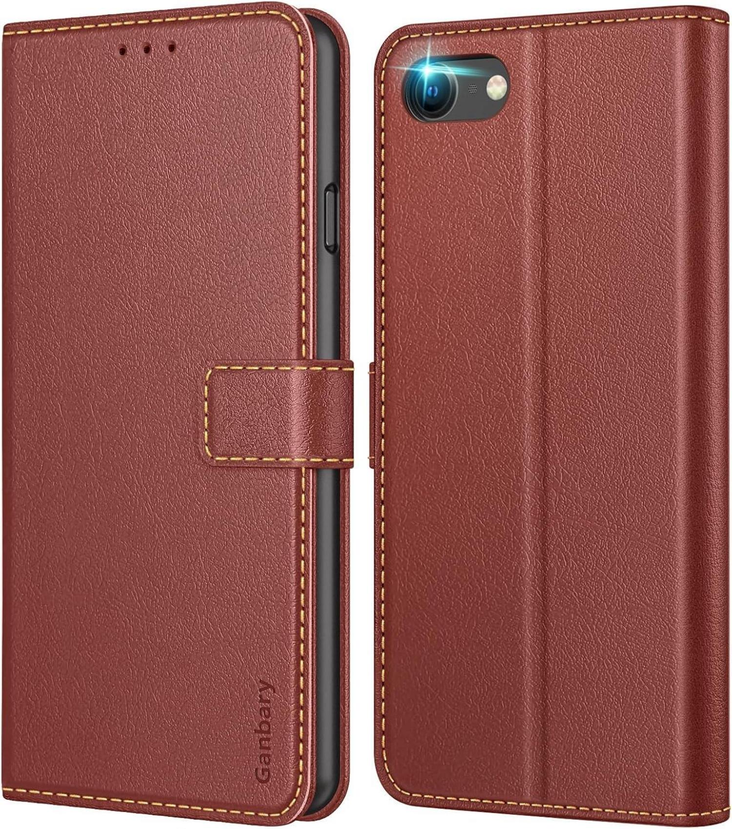 Leder Handyhülle iPhone SE 2022 5G/SE 2020 7 8 Braun