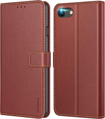 Leder Handyhülle iPhone SE 2022 5G/SE 2020 7 8 Braun