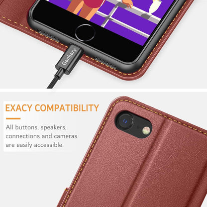 Premium Leder Handyhülle iPhone SE 2022 5G/SE 2020/7/8 - Braun