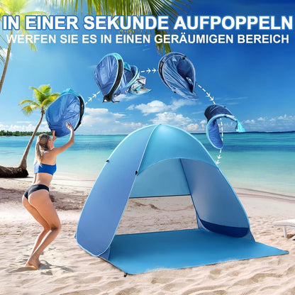 Strandmuschel Pop Up Strandzelt UV Schutz UPF 50+ Blau