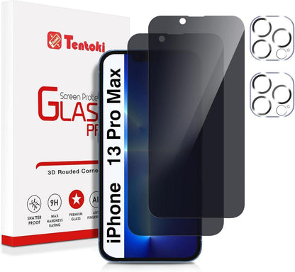 iPhone 13 Pro Max Hartglas Displayschutz 9H Anti-Spionage 2+2 Stück